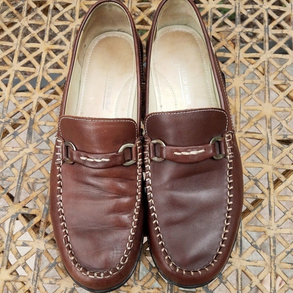 Peter Huber Brown Leather Driving Loafers 10 M
